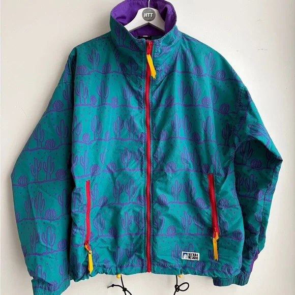 Sierra Designs Teal and Purple Cactus Windbreaker Jacket - Picture 1 of 6